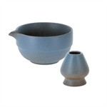 Matcha Chawan "Shouta" 0,36l. c/soporte brocha Azul Bronce