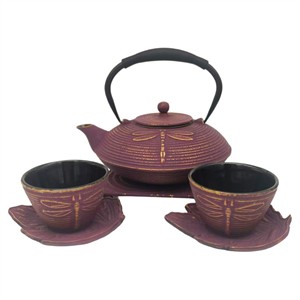 Set Tetsubin "Dragonfly" morada 0,8l. c/salvamantel + 2 vasos