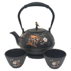 Set Tetsubin "Bird" 1,2l. c/ salvamantel + 2 vasos