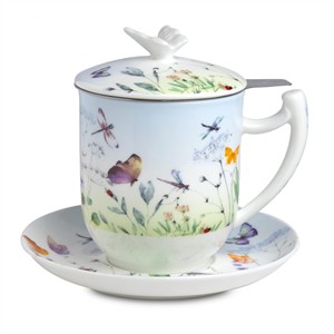 Tisanera c/plato "Papillon" 0,35l. Fine Bone China, 4pzas.