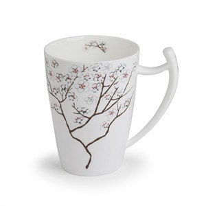 Mega taza "White Cherry" 0,5l. Fine Bone China