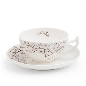 Taza c/plato "White Cherry" 0,18l. Fine Bone China