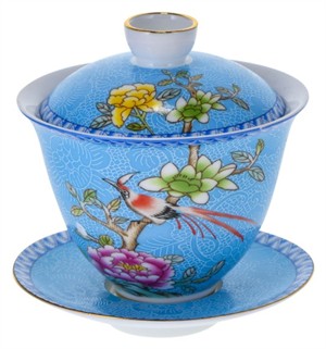 Gaiwan "Yazhen" porcelana Gonfu pintura Ling 0,16l AZUL